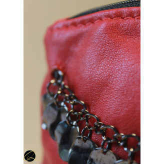 Pochette simple cuir rouge...