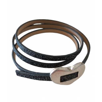 Bracelet cuir noir brillant...